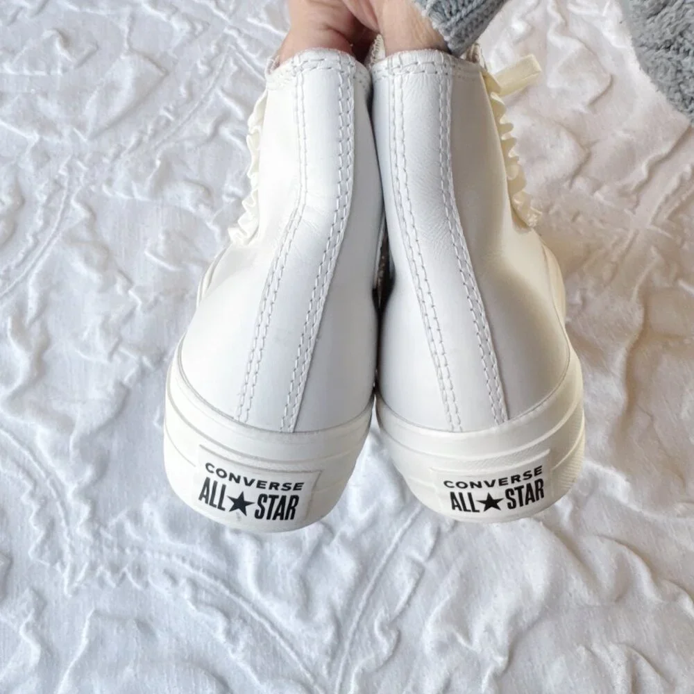 Converse High Top Sneakers in White with Ruffle - Picture 6 of 9